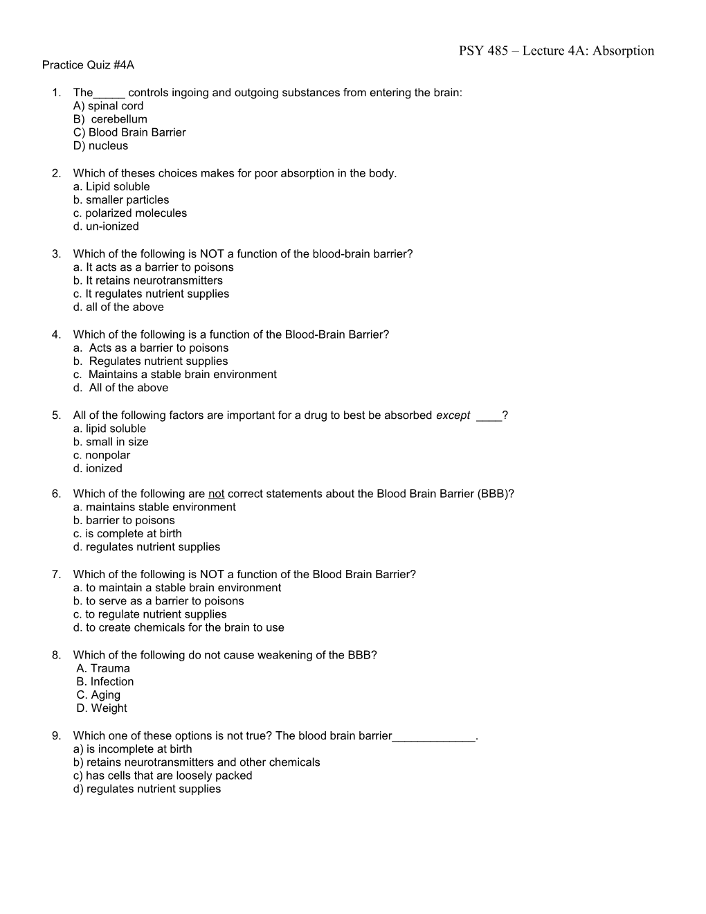 PSY 485 Lecture 4A: Absorption