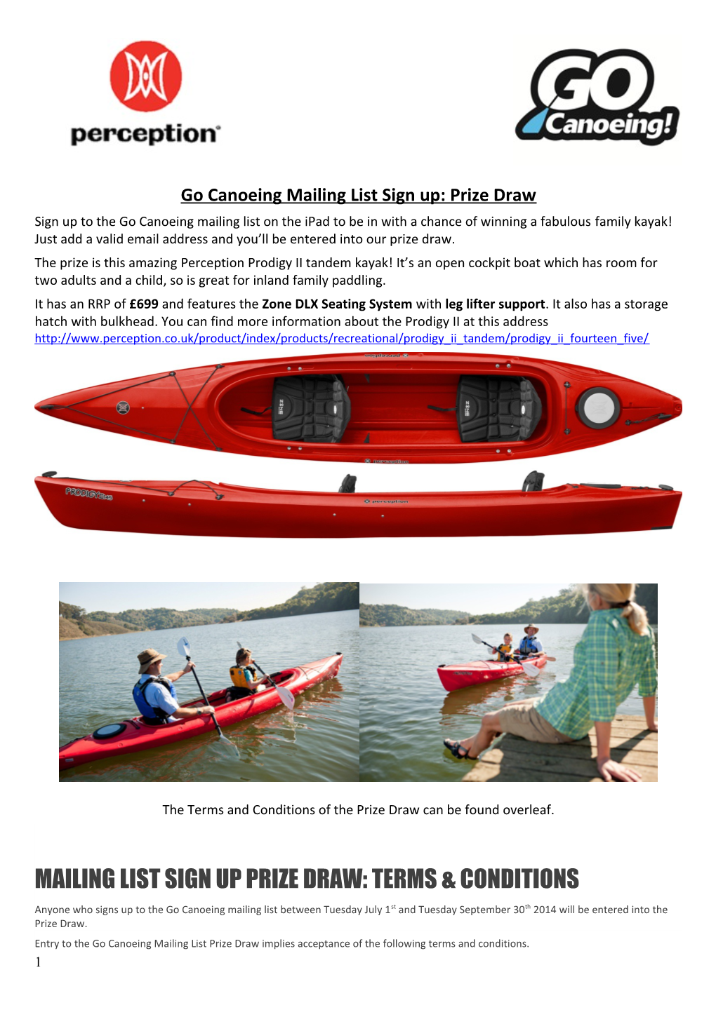 Go Canoeing Mailing List Sign Up: Prize Draw