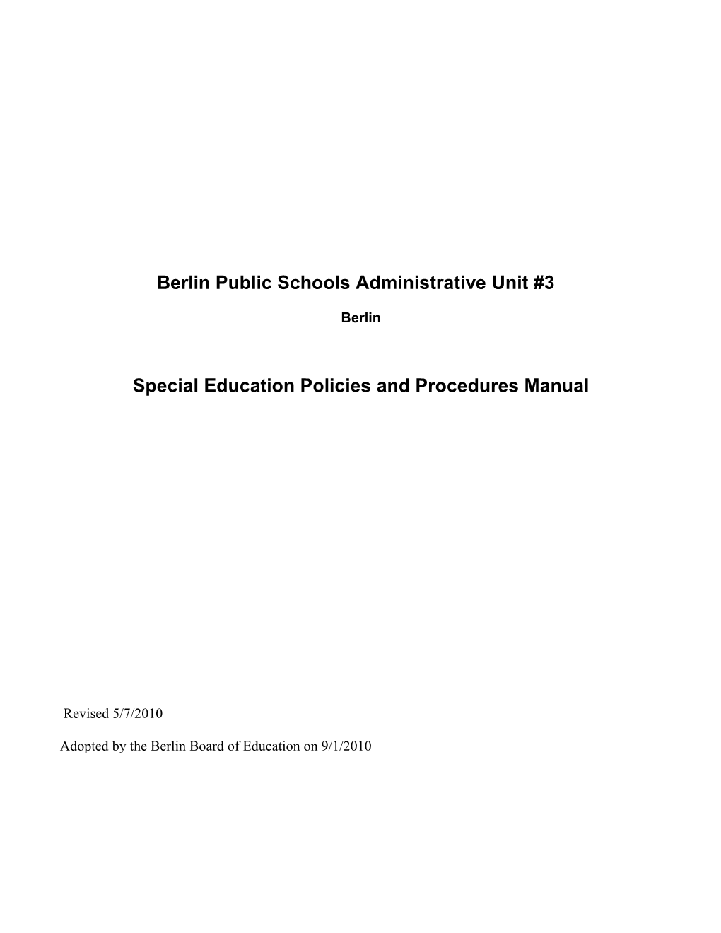 Berlin Public Schools Administrative Unit #3
