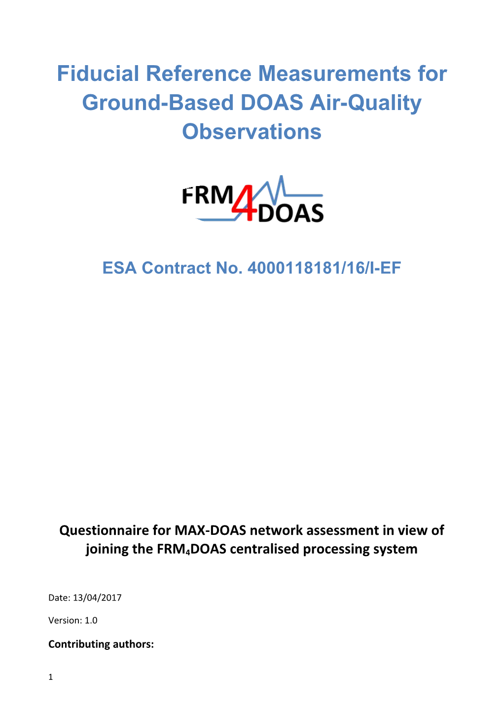 Fiducial Reference Measurements for Ground-Based DOAS Air-Quality Observations