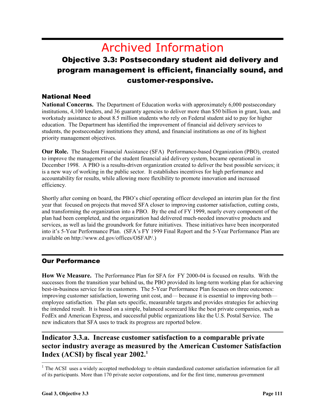 Archived: Objective 3.3: Postsecondary Student Aid Delivery and Program Management Is Efficient