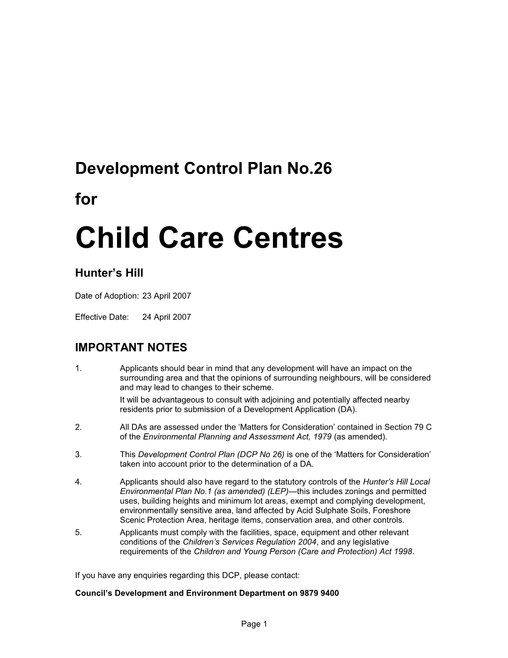 Development Control Plan No.26