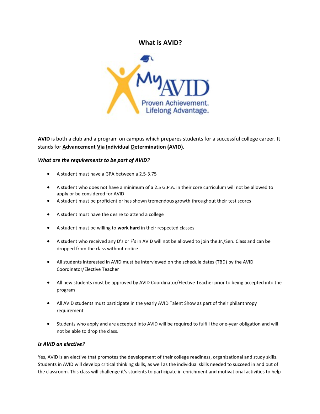 What Are the Requirements to Be Part of AVID?