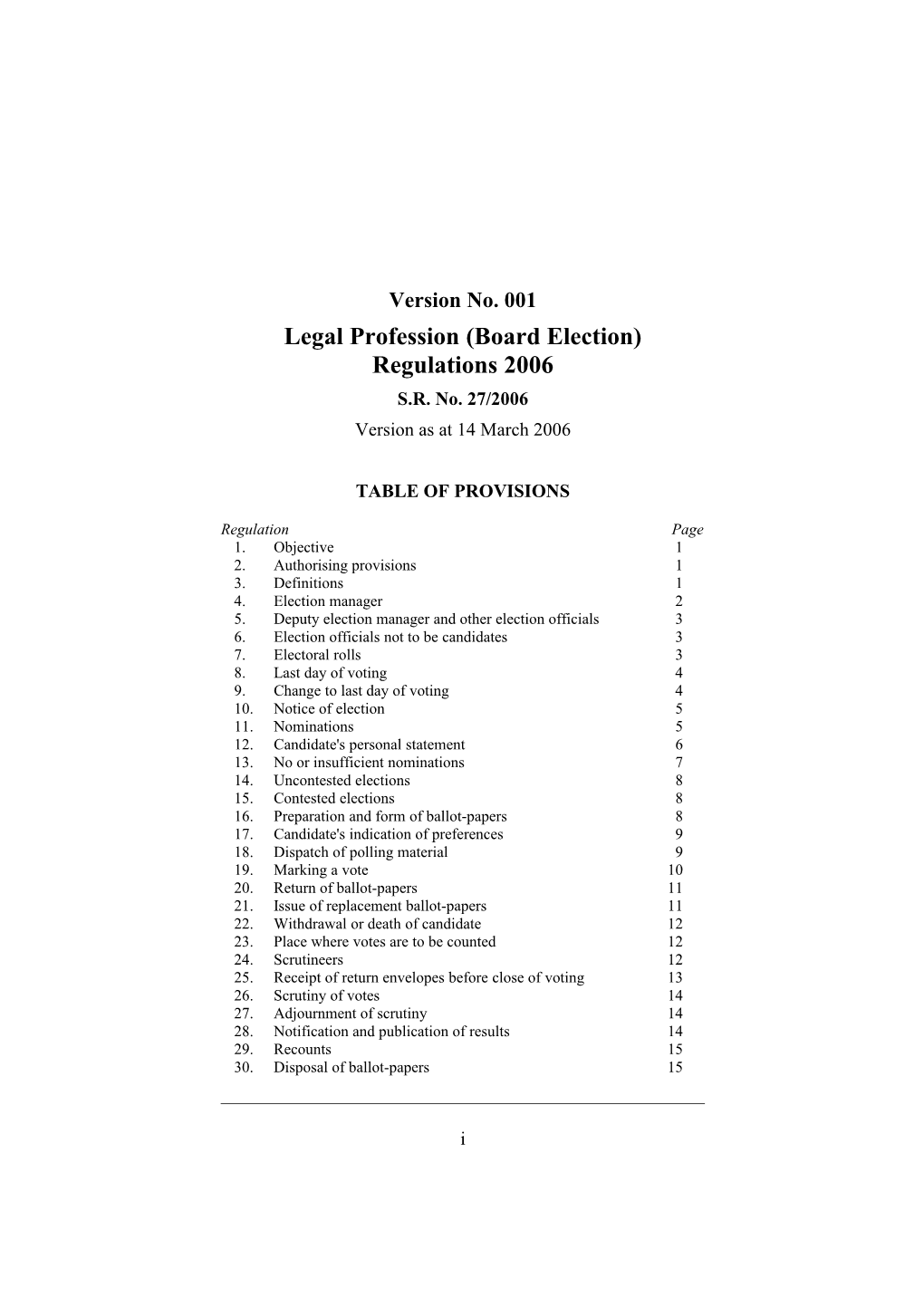 Legal Profession (Board Election) Regulations 2006