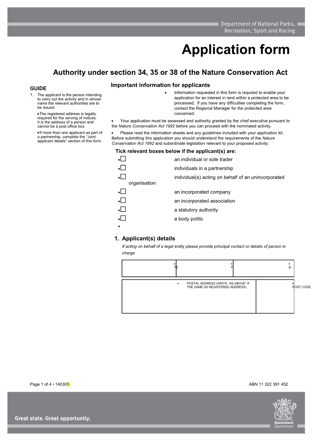 Authority Under Section 34, 35 Or 38 of the Nature Conservation Act