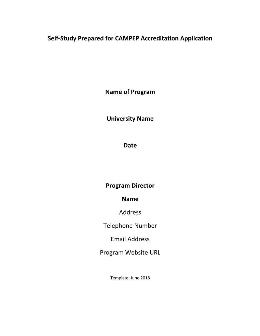 Self-Study Prepared for CAMPEP Accreditation Application