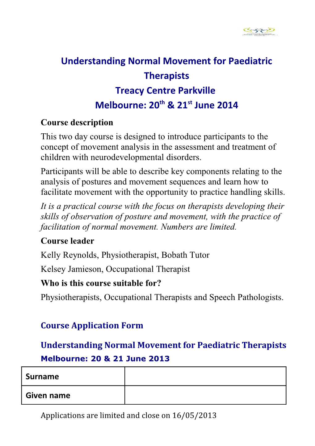 Understanding Normal Movement for Paediatric Therapists