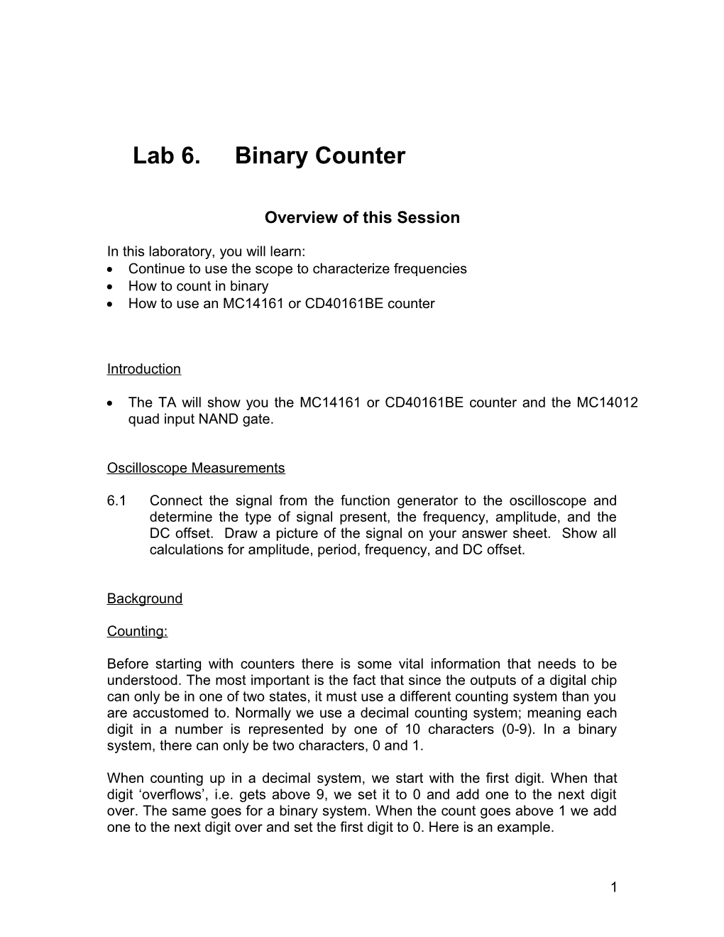 Lab 6.Binary Counter