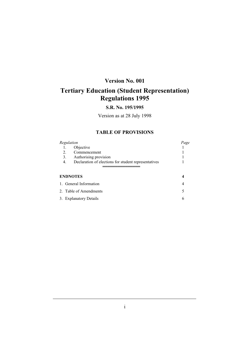 Tertiary Education (Student Representation) Regulations 1995