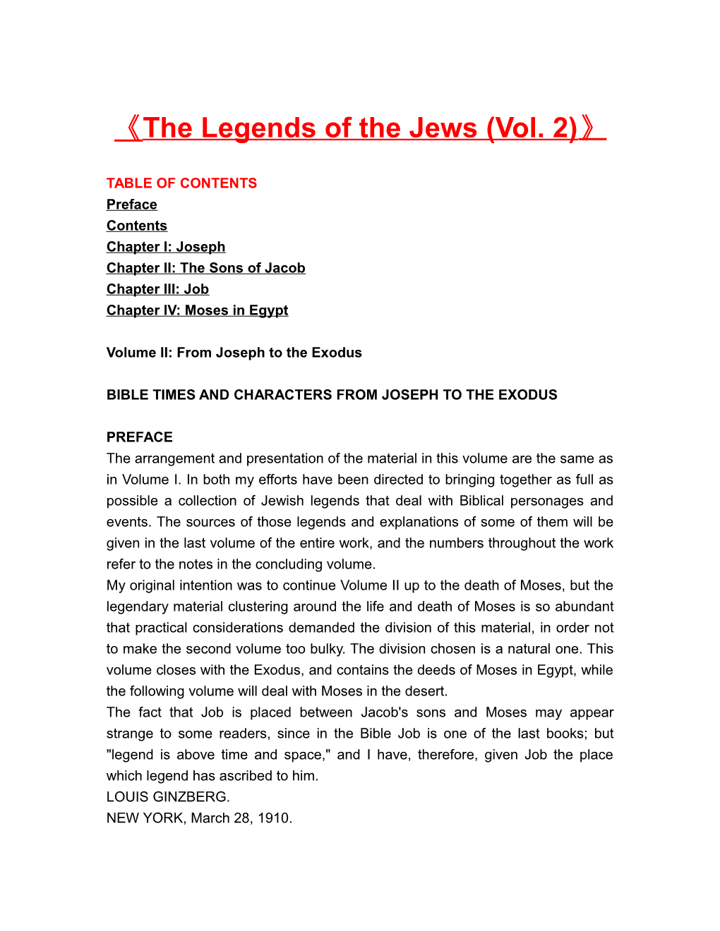 The Legends of the Jews (Vol. 2)