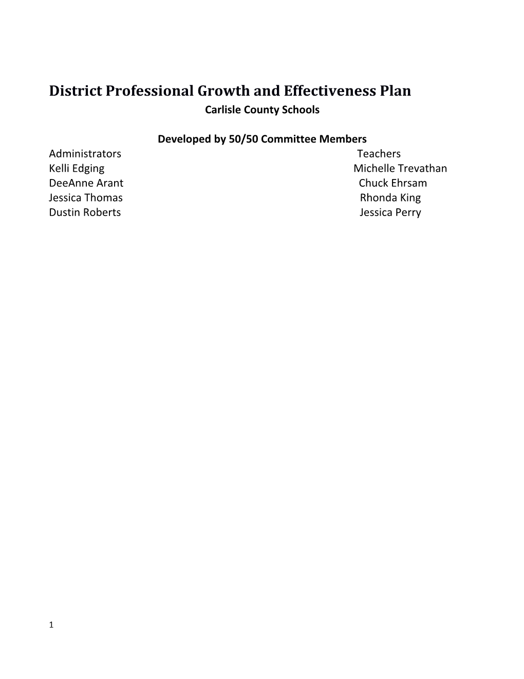 District Professional Growth and Effectiveness Plan