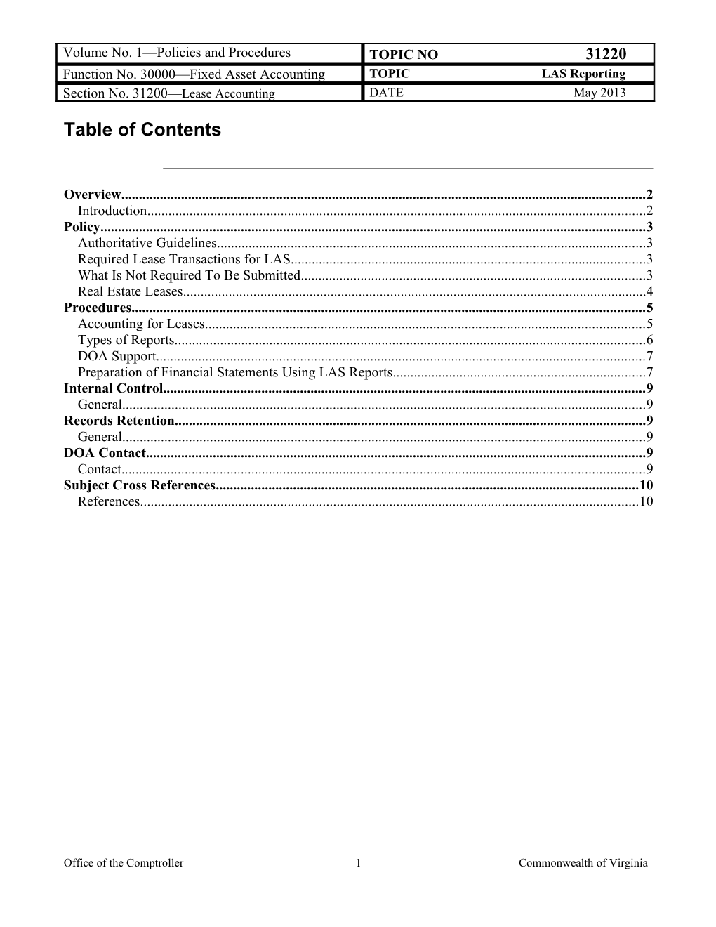 CAPP Manual - 31220 - Fixed Asset Accounting, LAS Reporting