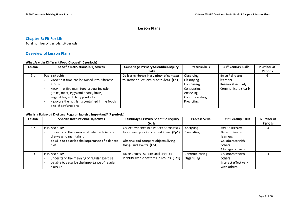 2012 Alston Publishing House Pte Ltd Sciencesmart Teacher S Guide Grade 3Chapter 3 Lesson