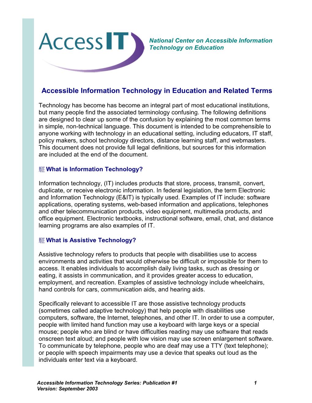 National Center on Accessible Information Technology in Education