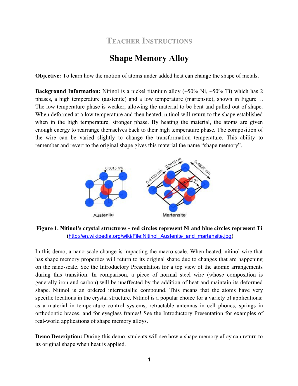 Shape Memory Alloy Lesson (Original by Kathleen) Docs
