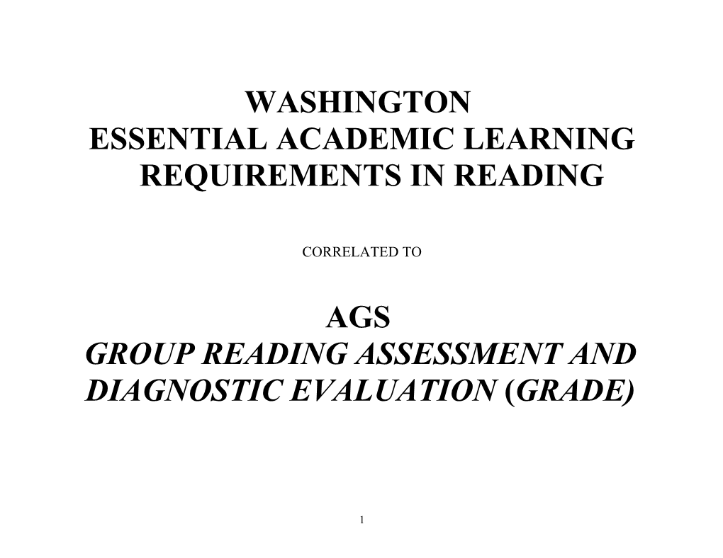 Essential Academic Learning Requirements in Reading