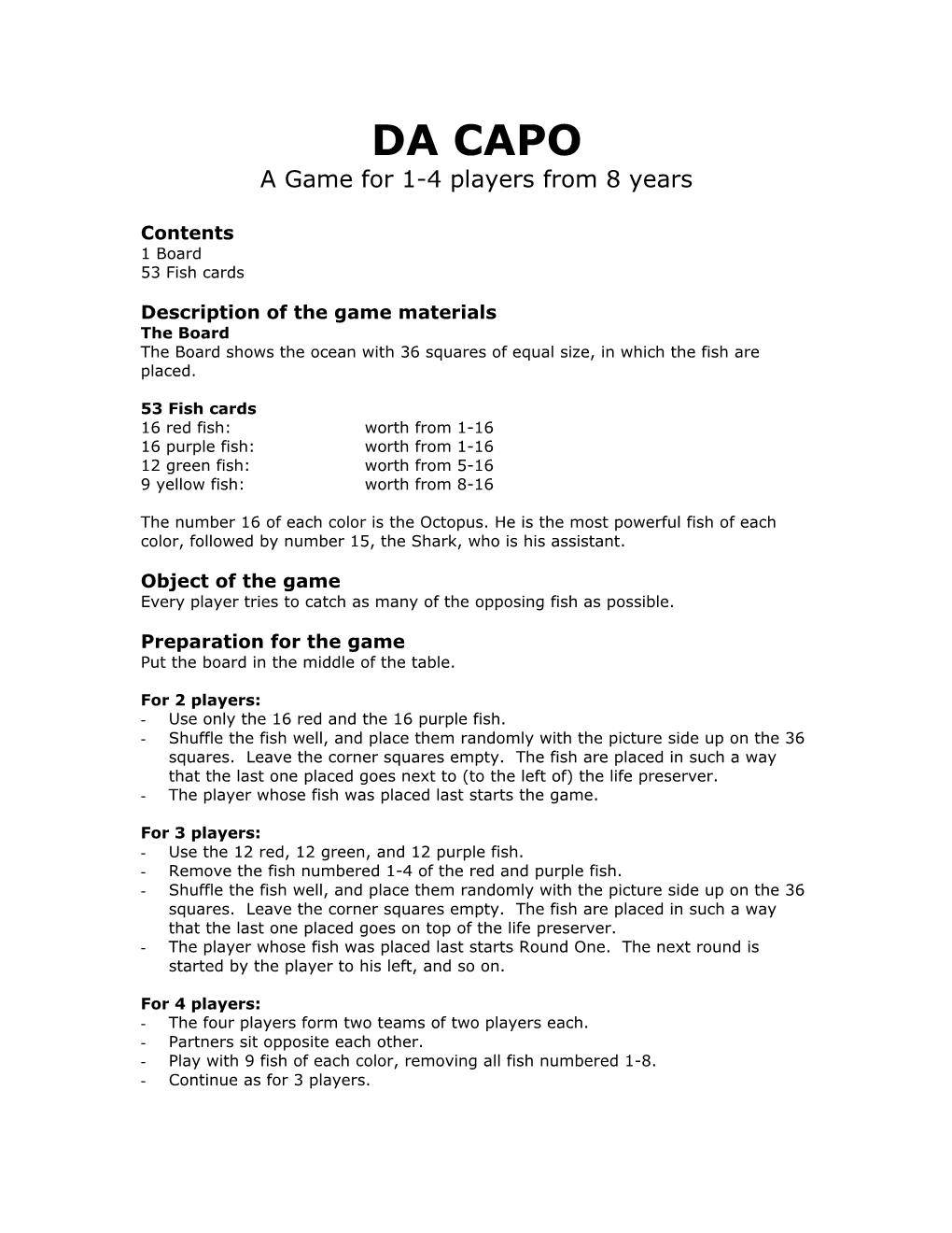 Description of the Game Materials