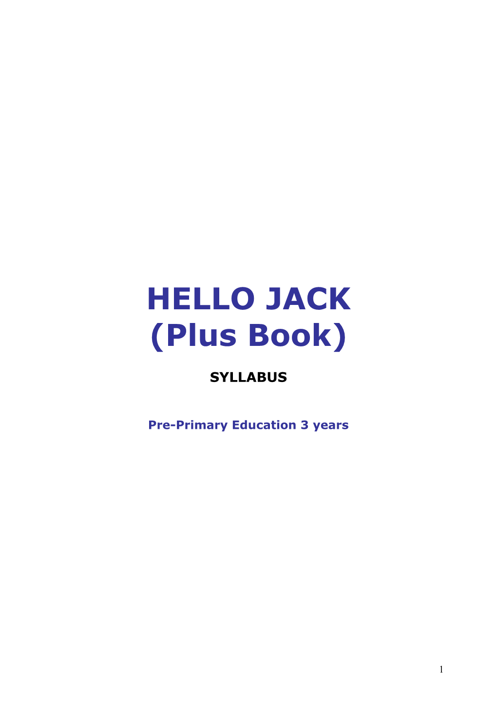 Pre-Primary Education 3Years