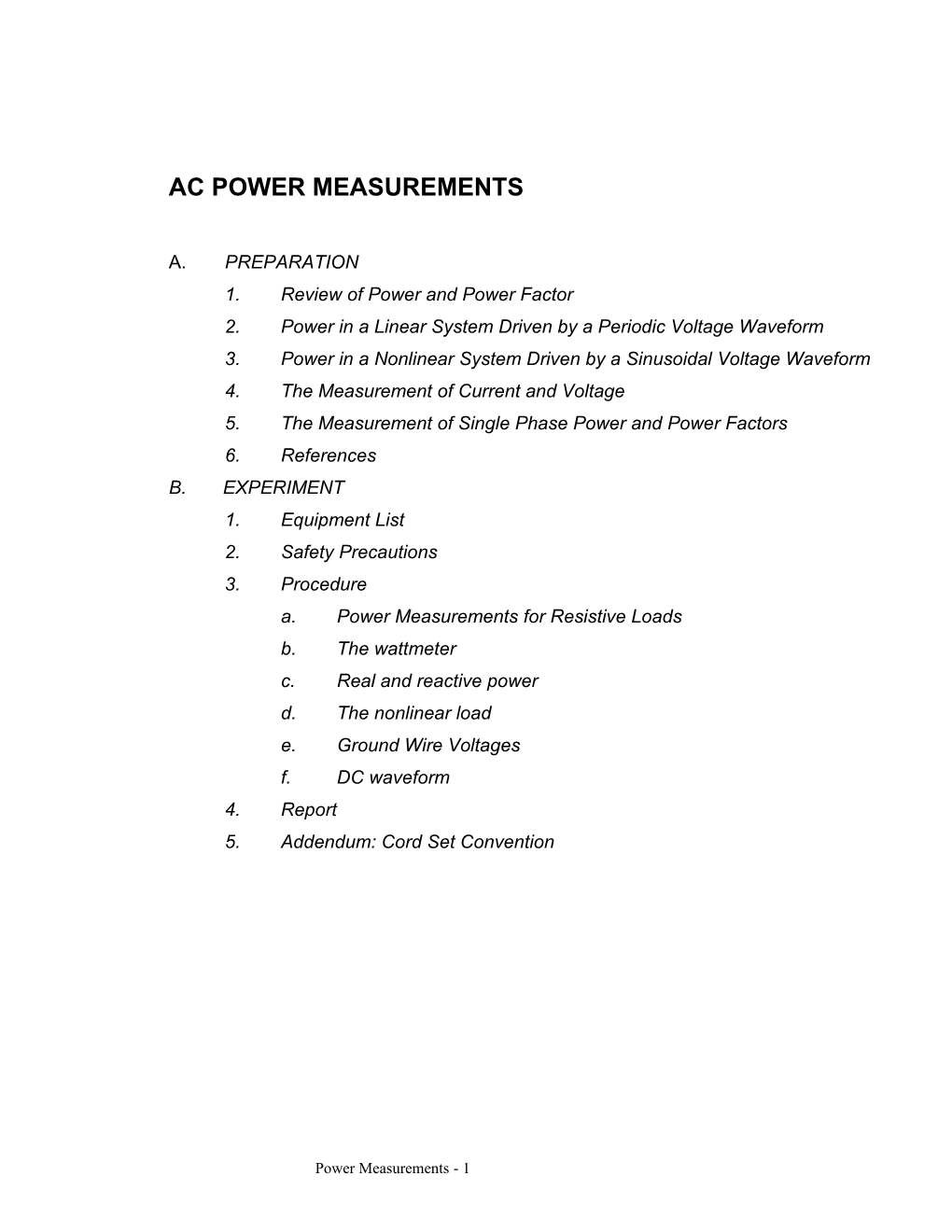 Ac Power Measurements