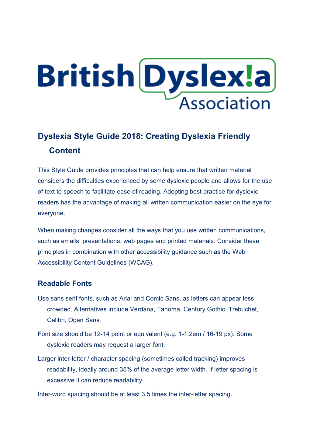 Dyslexia Style Guide 2018: Creating Dyslexia Friendly Content