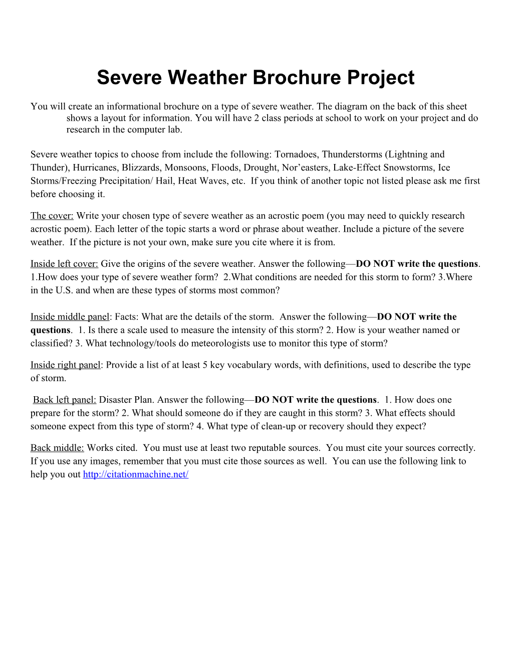 Severe Weather Brochure Project