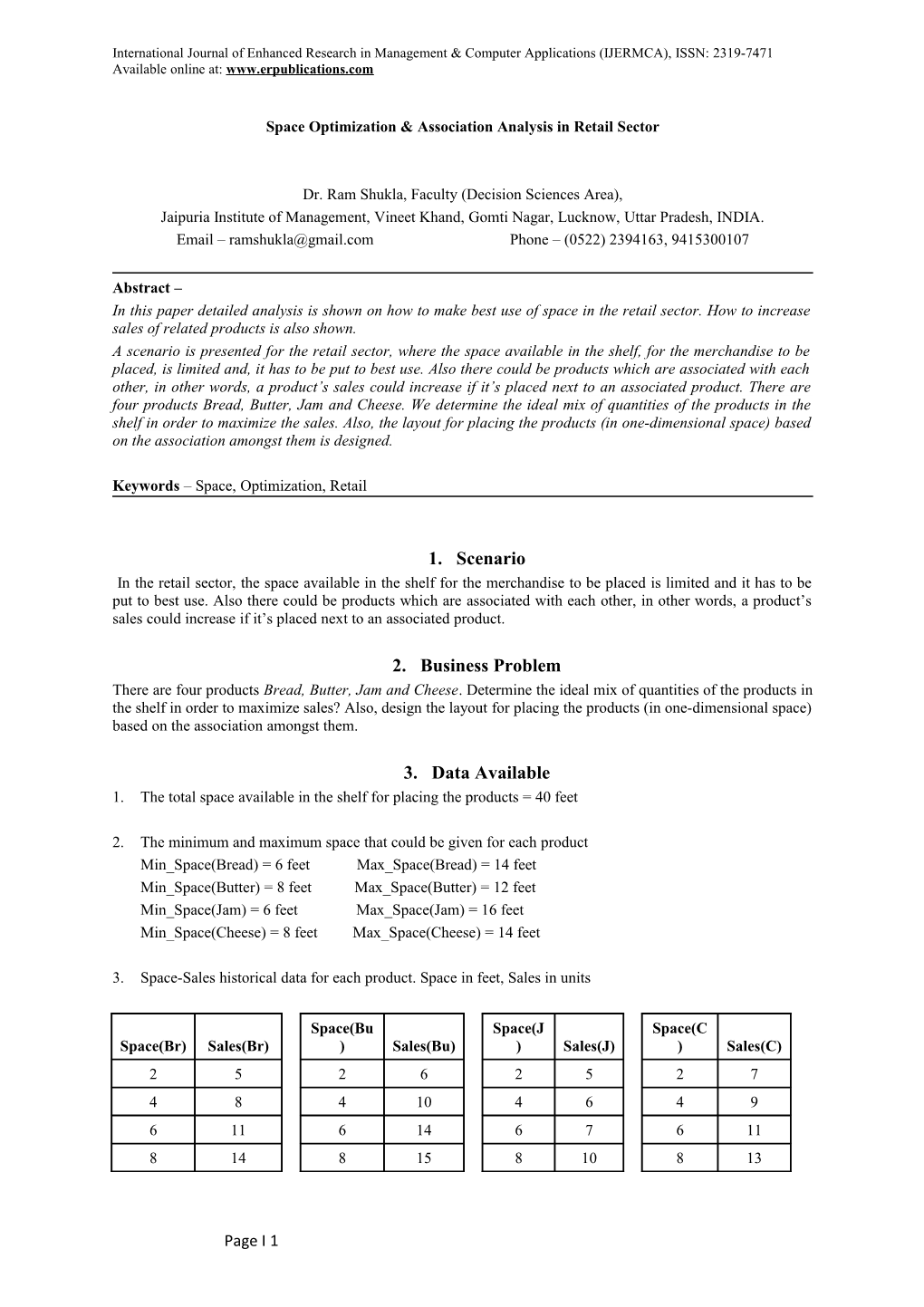 Space Optimization & Association Analysis in Retail Sector