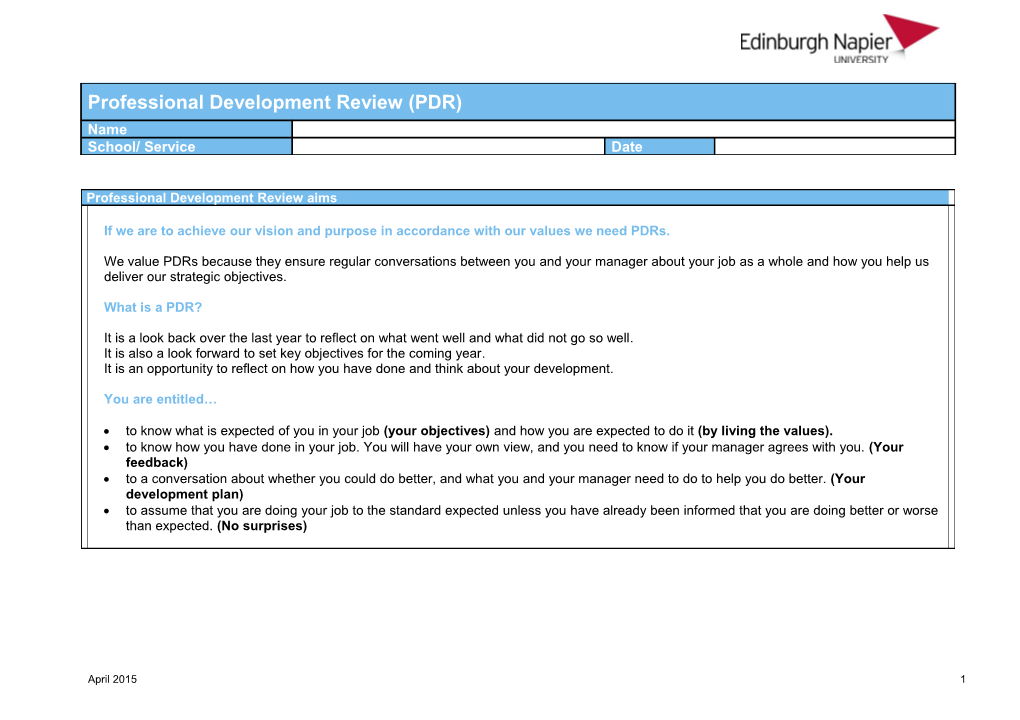 PDR Review Form