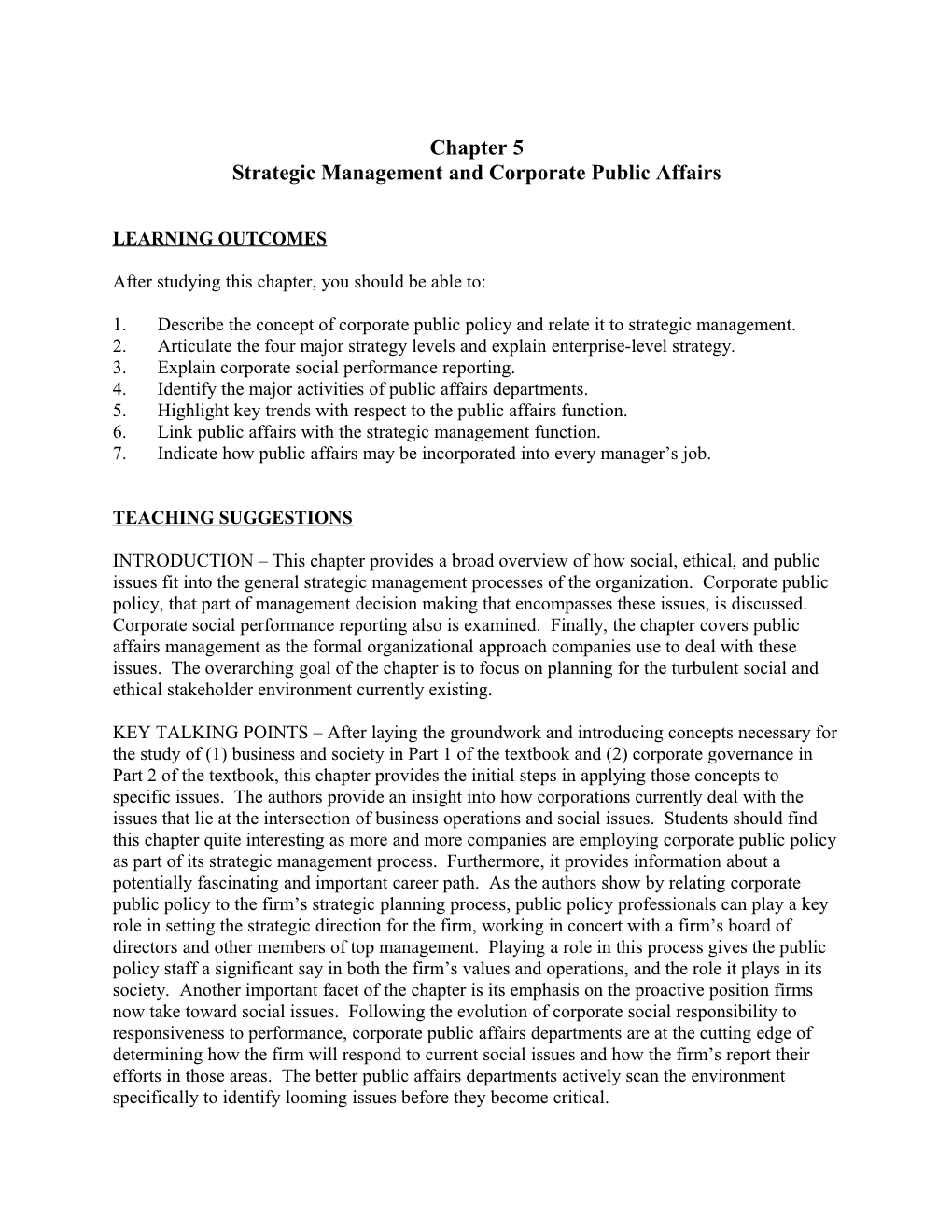 Strategic Management and Corporate Public Affairs
