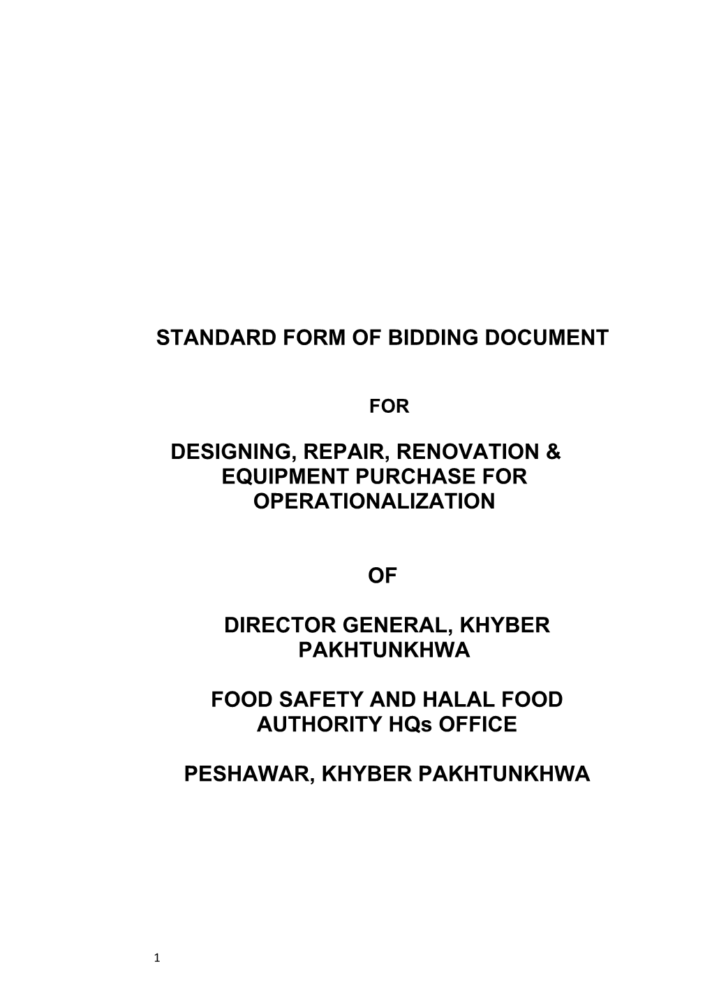 Standard Form of Bidding Document