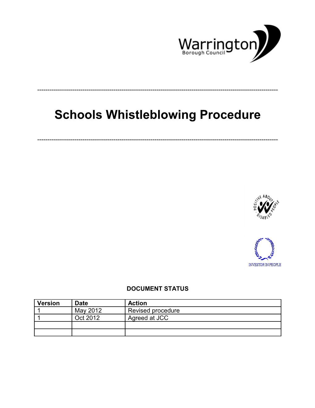 Schools Whistleblowing Procedure