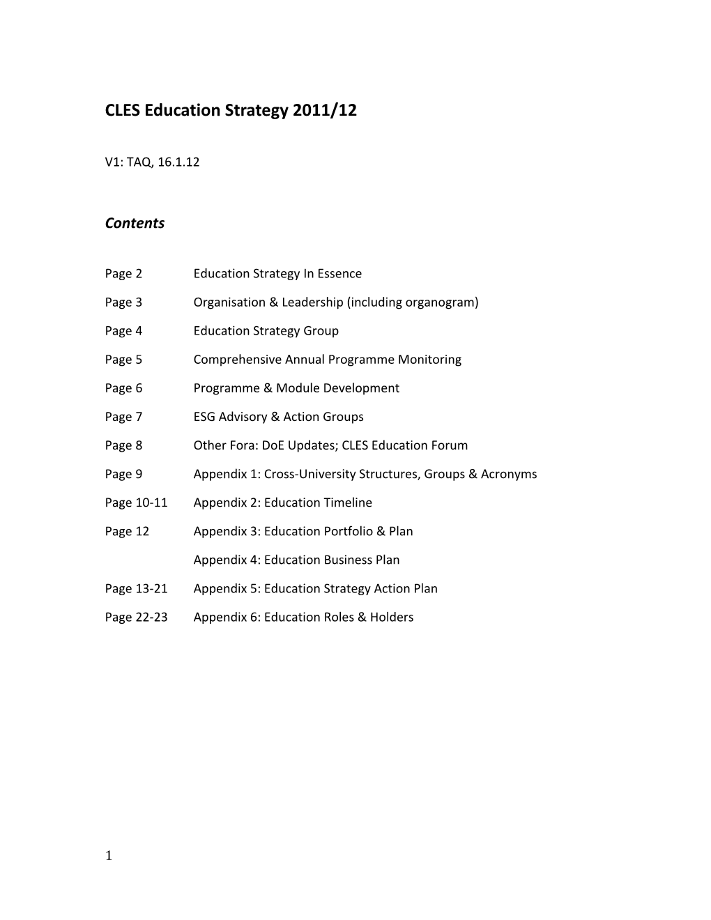 CLES Education Strategy