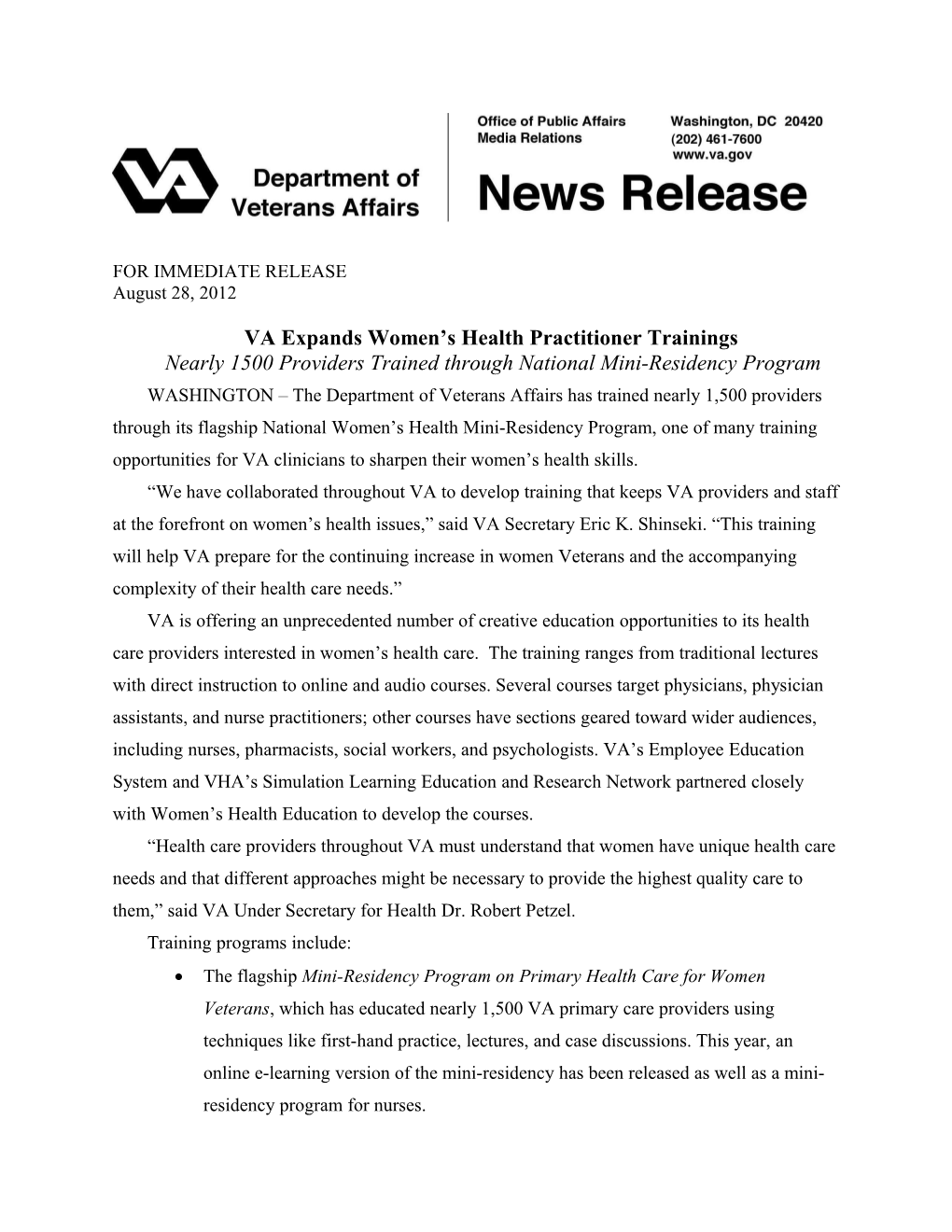 VA Expands Women S Health Practitioner Trainings