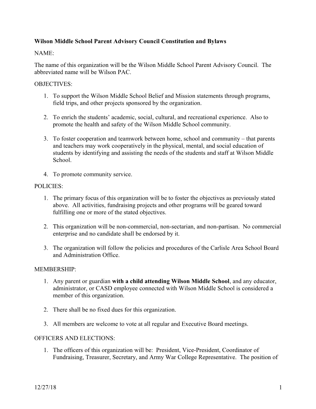 Crestview Elementary School Parent Teacher Organization By-Laws