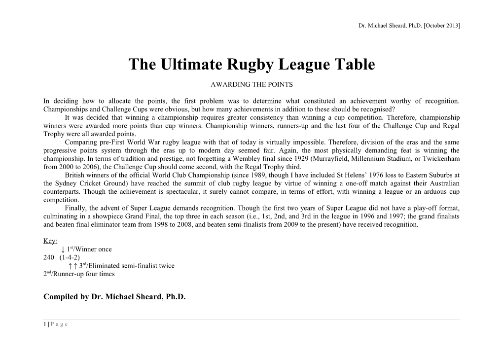 The Ultimate Rugby League Table