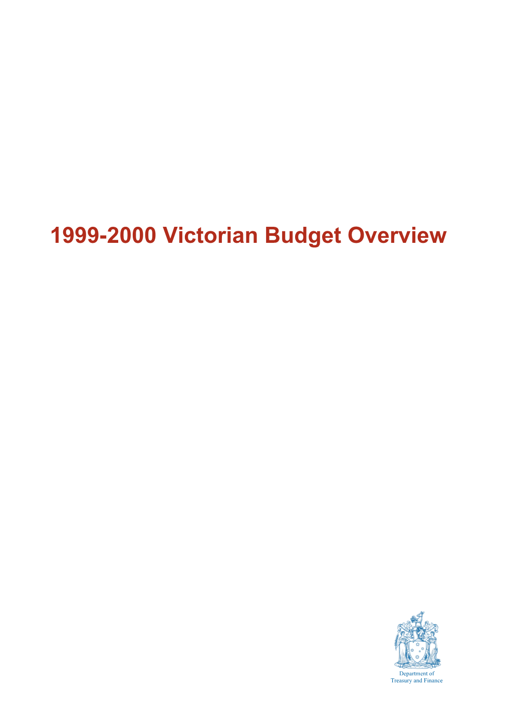 19992000 Victorian Budget Overview