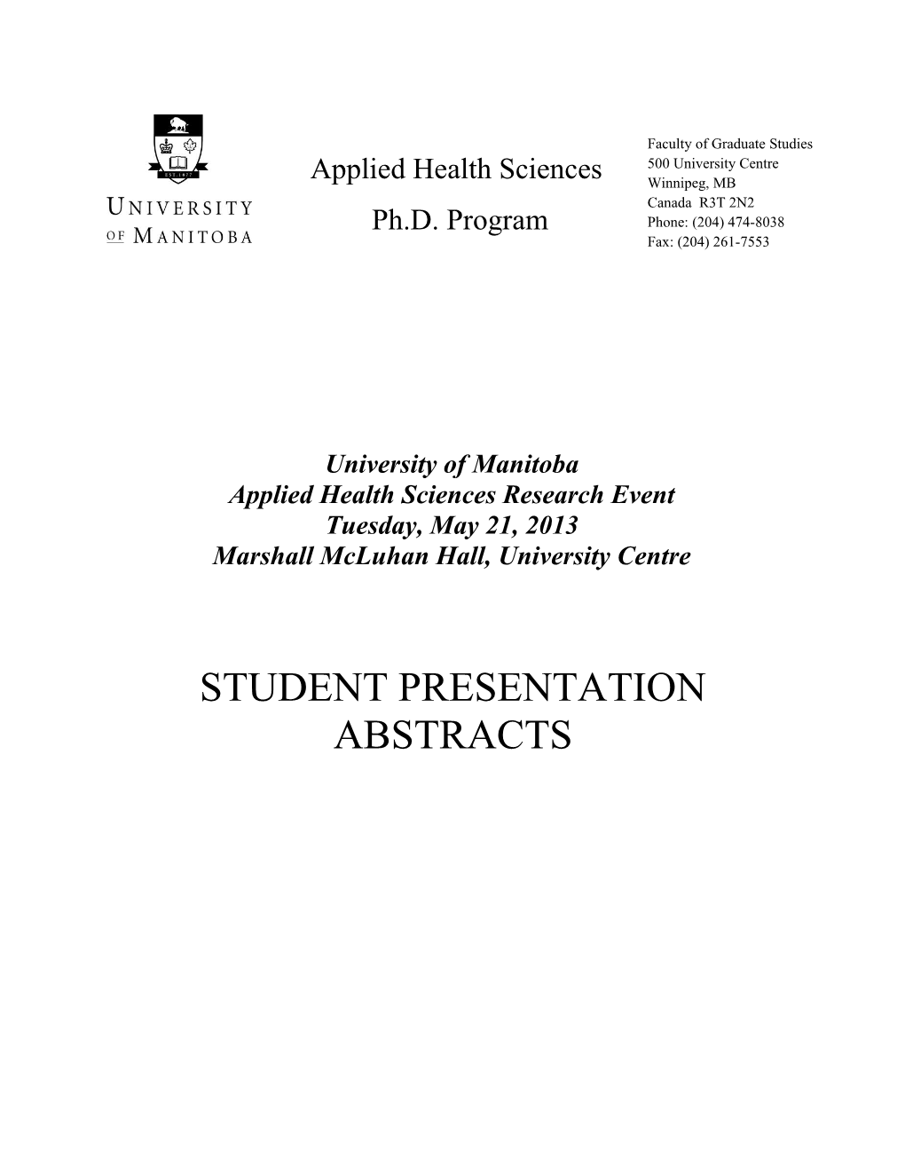 Applied Health Sciences Research Event