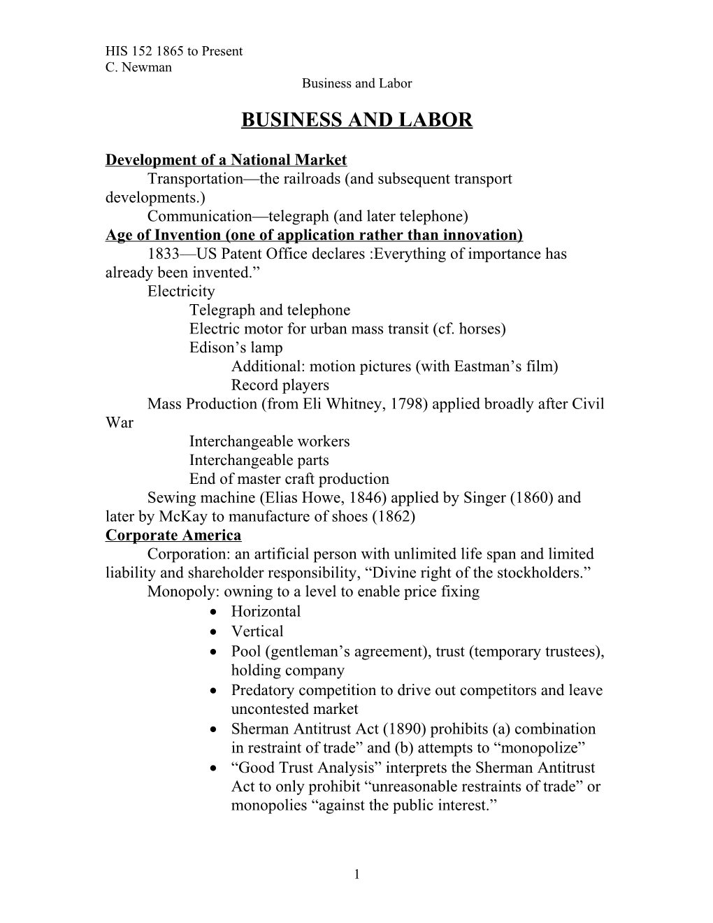 Business and Labor