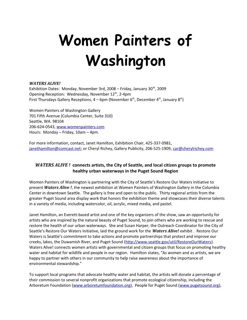 Women Painters of Washington