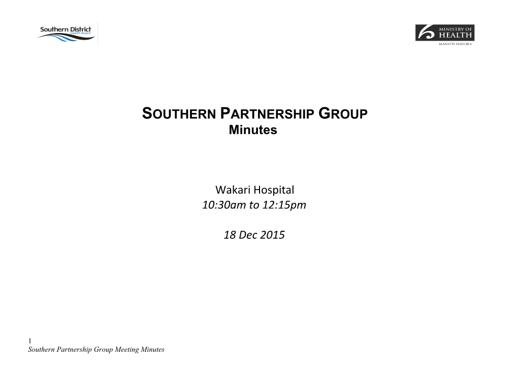SOUTHERN PARTNERSHIP GROUP Minutes 18 December 2015