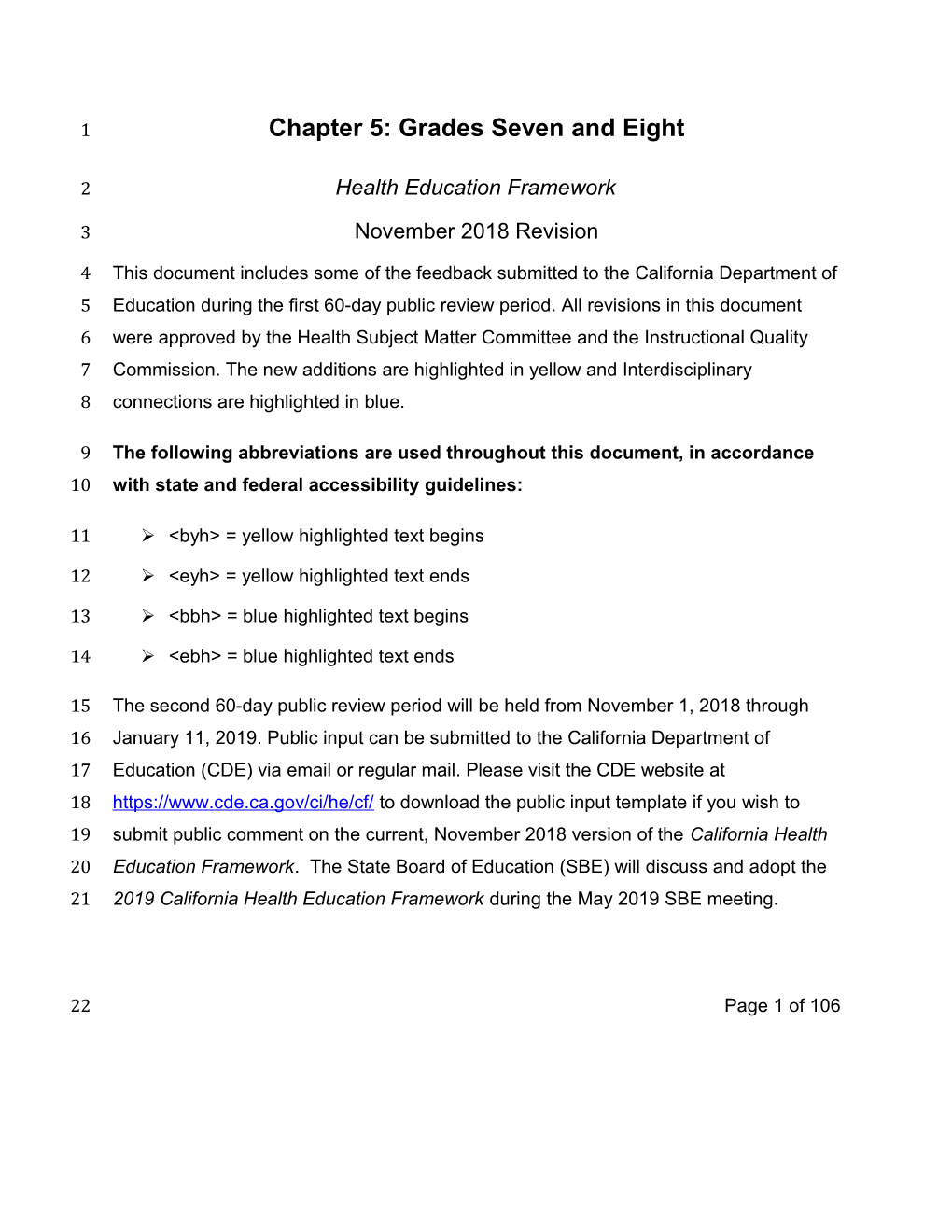 Health Framework, Chapter 5 - Curriculum Frameworks (CA Dept of Education)