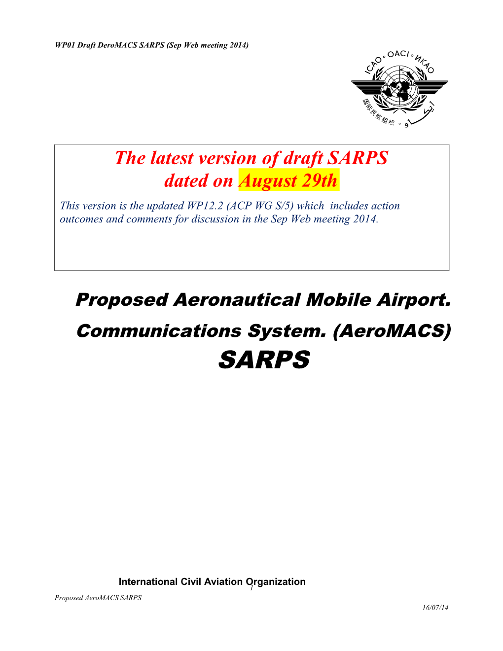 Draft Aeromacs SARPS After WGS 5