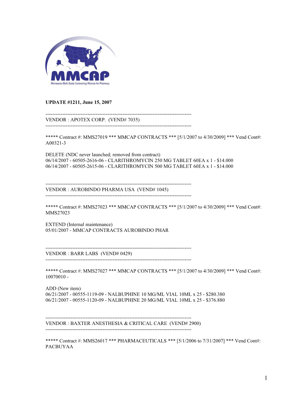 Vendor : Apotex Corp. (Vend# 7035)