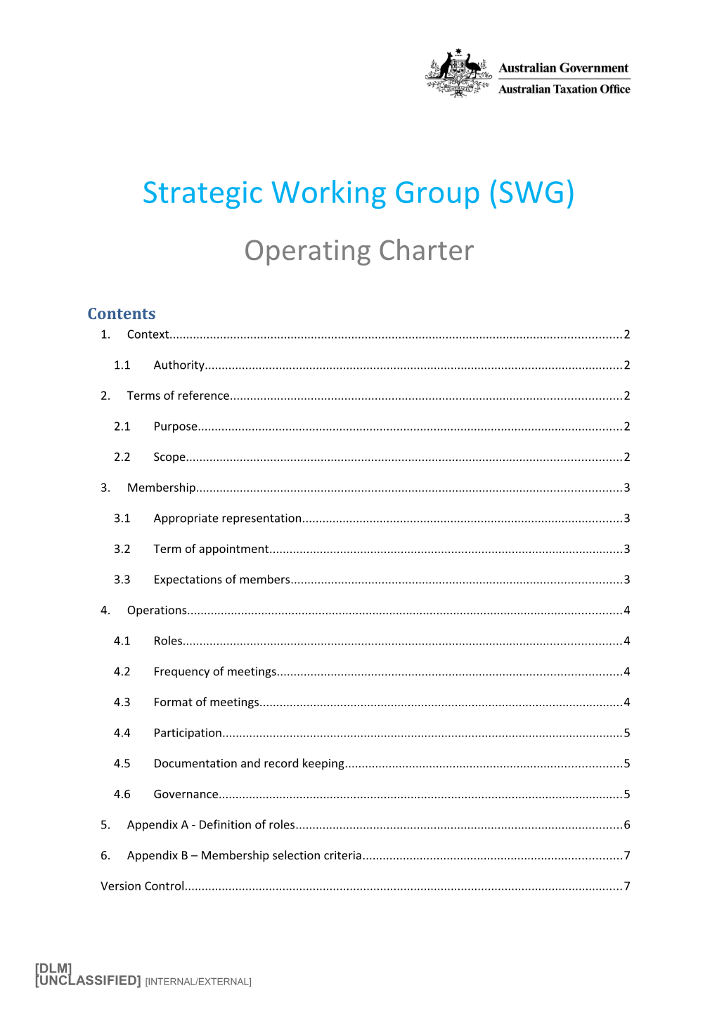 Strategic Working Group (SWG)