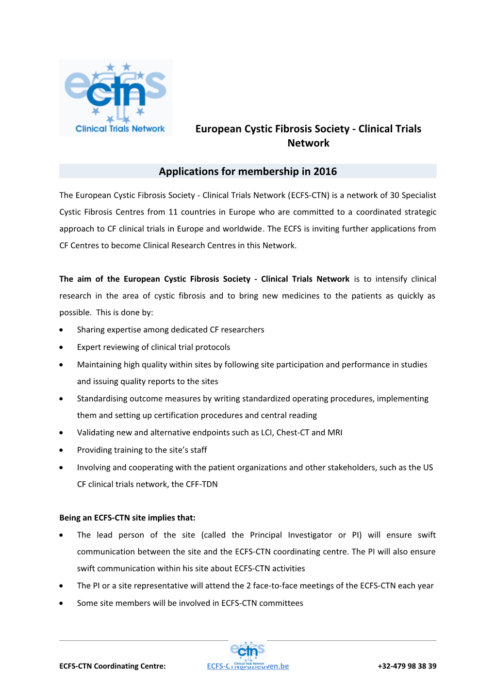 European Cystic Fibrosis Society - Clinical Trials Network