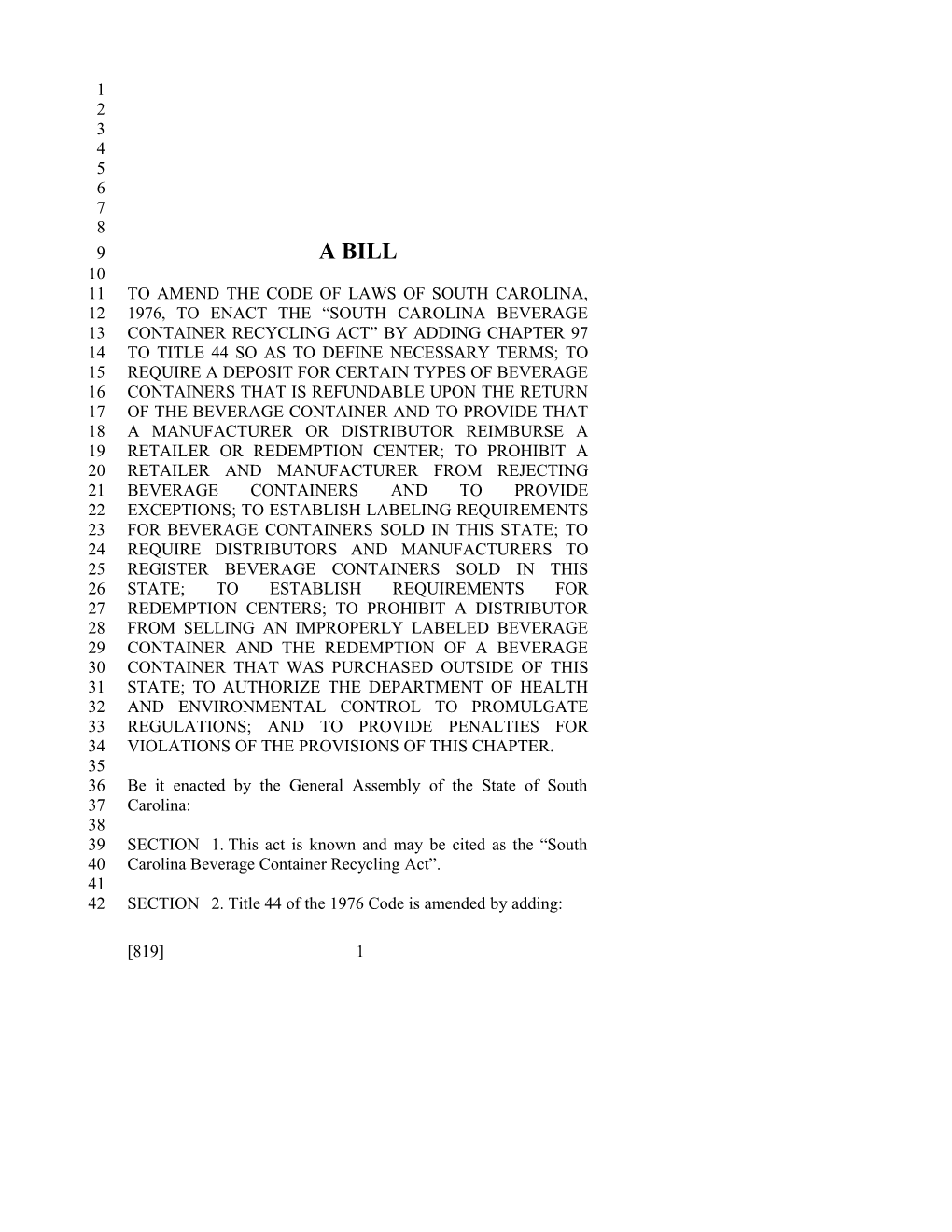 2017-2018 Bill 819 Text of Previous Version (Dec. 6, 2017) - South Carolina Legislature Online