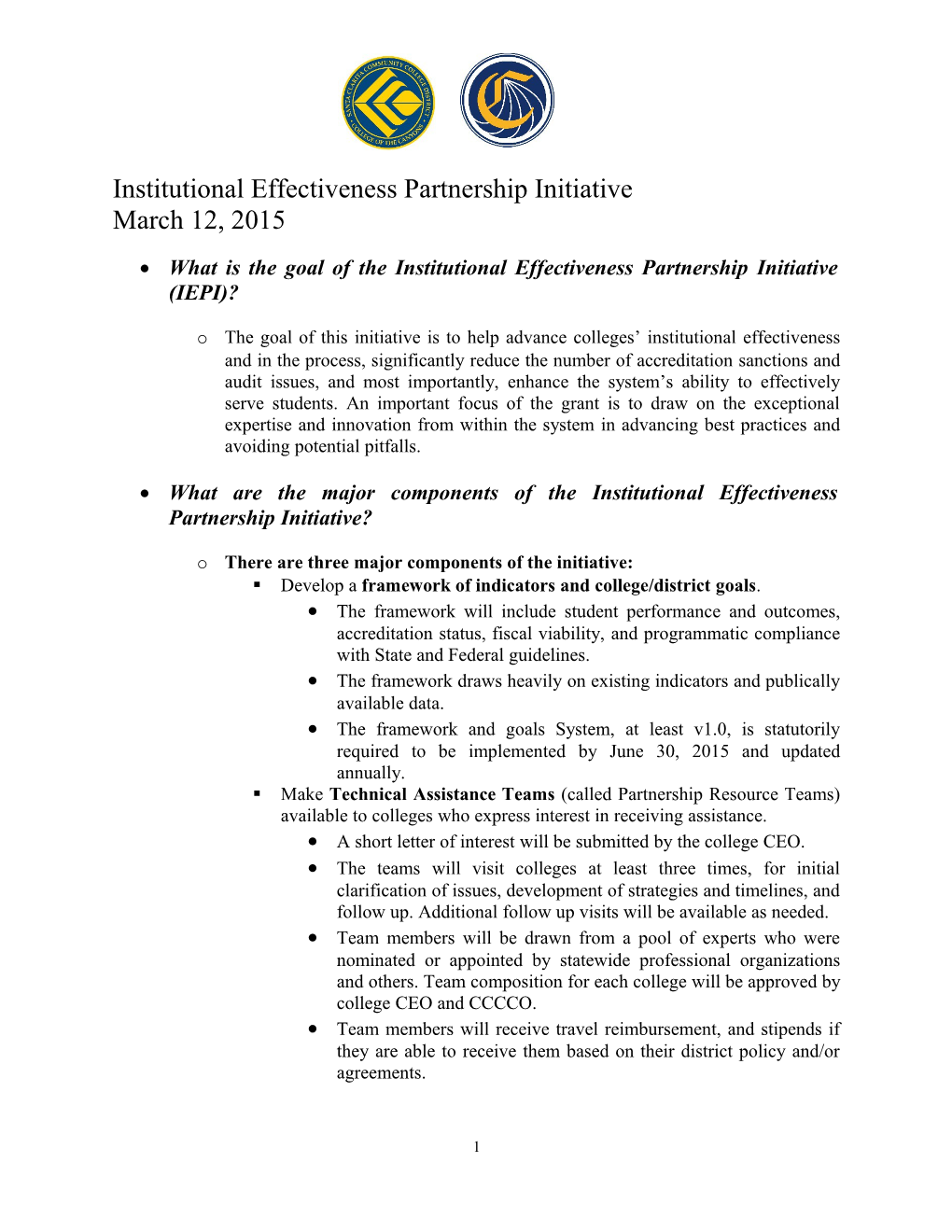 Institutional Effectiveness Partnership Initiative