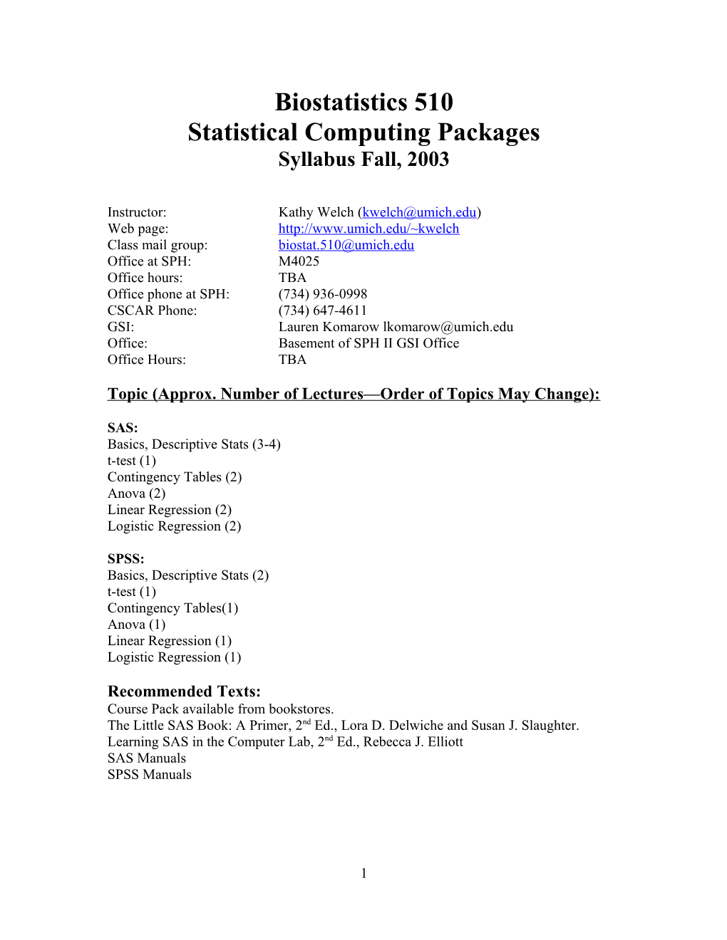 Statistical Computing Packages