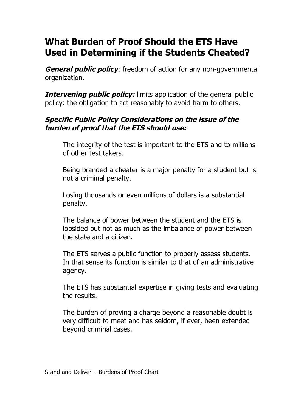 What Burden of Proof Should the ETS Have Used in Determining If the Students Cheated