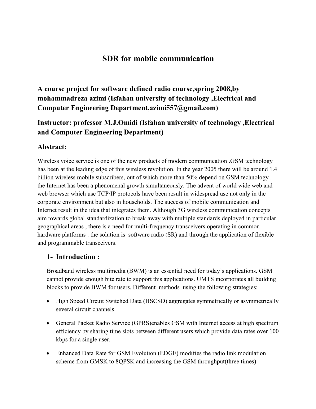 SDR for Mobile Communication