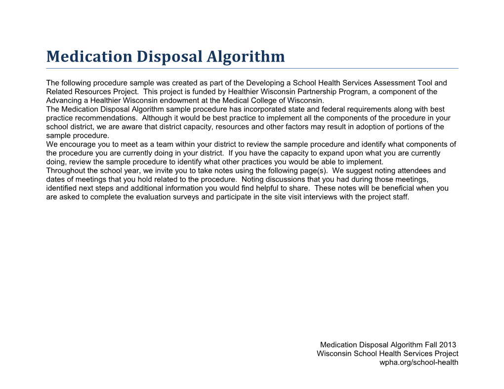 Medication Disposal Algorithm